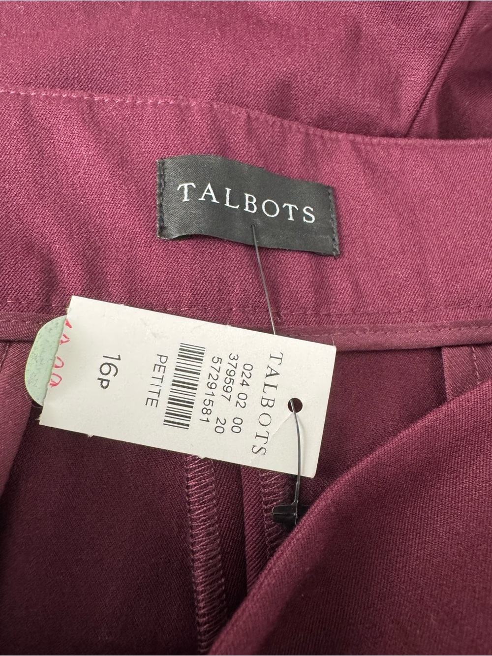 Talbots Chatham Ankle Pants Rich Burgundy NEW Women’s Size 16P - Picture 7 of 10